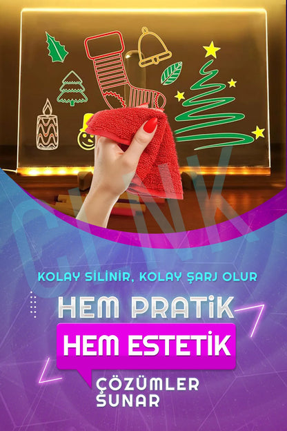 Perla Viva® 7 Renk Işık Boyama Kalemli Led Resim Panosu